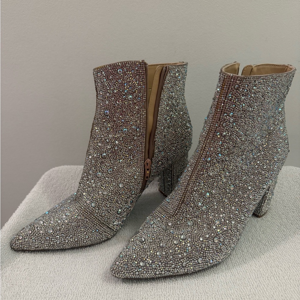BETSY JOHNSON CADY Rhinestone Ankle Boots